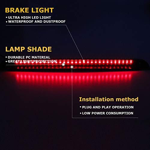 Tresound 3rd Third Brake Light for 1992-1999 Chevy C/K Suburban Blazer Tahoe/GMC Yukon Jimmy/Hummer H2/ Bravada LED High Mount Lamp Stop Light (Smoked) - Image 4