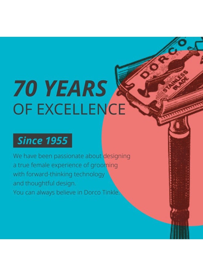 Dorco Tinkle Eyebrow Razors | 18 Razors. (6 Packs of 3) | Eyebrow Trimmer & Dermaplaning Tool | Safe & Easy Facial Hair Removal | Stainless Steel Safety Cover | Ideal for Korean Skincare, Easter Gift - Image 5