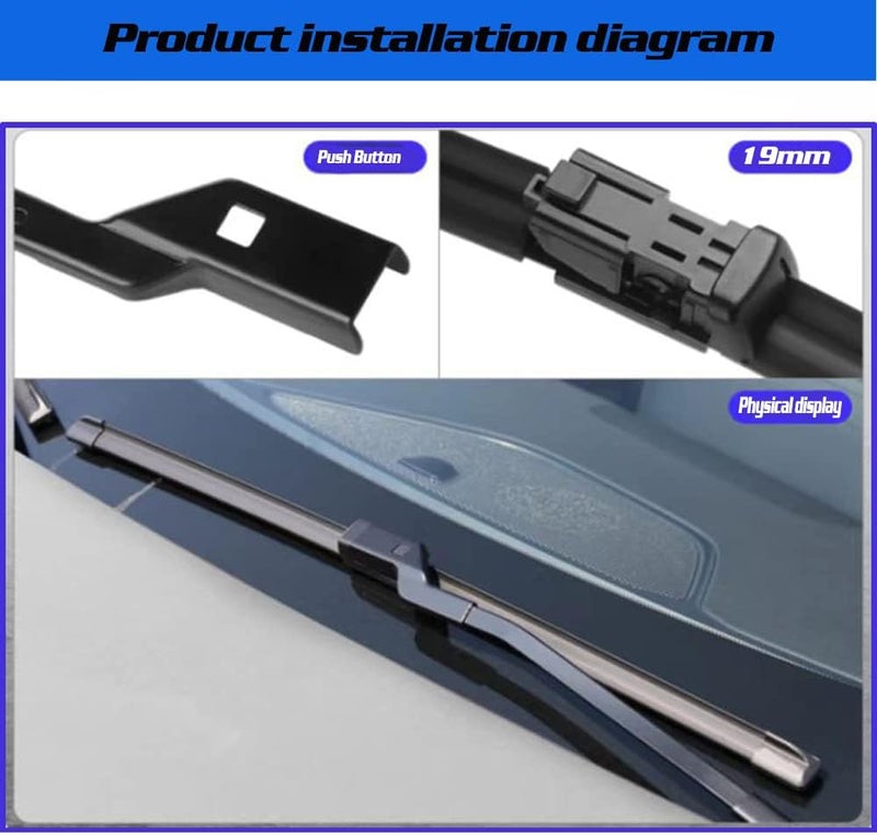 GoKoHe Front and Rear Windshield Wiper Blades (pack of 3pcs) for 2007-2012 Hyundai Veracruz IX55 24" + 20" Front windscreen wiper and 14" Rear Windscreen Wiper - Image 3