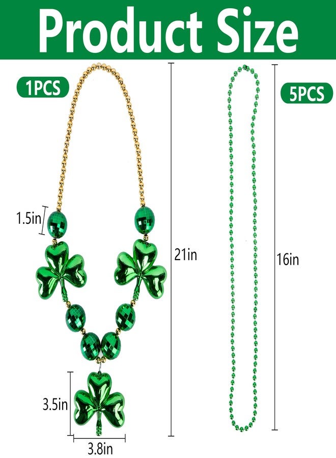 Wehhbtye St. Patrick's Day Large Shamrock Necklaces, Oversized Shamrock Bead Necklace Set, Irish Jumbo Clover Bead Accessories for St. Patrick Holiday Costume Party Favor Parades Dress Up Supplies - Image 2