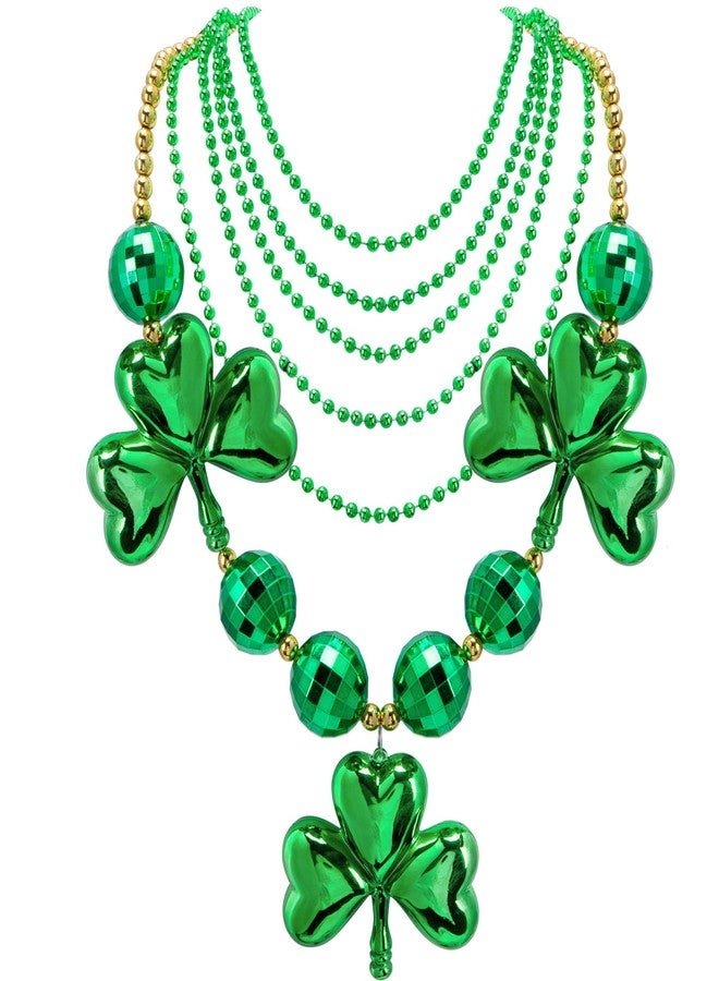 Wehhbtye St. Patrick's Day Large Shamrock Necklaces, Oversized Shamrock Bead Necklace Set, Irish Jumbo Clover Bead Accessories for St. Patrick Holiday Costume Party Favor Parades Dress Up Supplies - Image 1