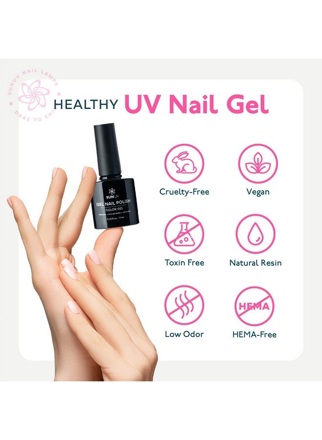SUNUV Hema Free Gel Nail Polish Kit, 6 Colors Gel Polish Set White Black Red Pink Silver Glitter UV Nail Lamp Gel Nail Art Salon DIY Home Gift - Image 3