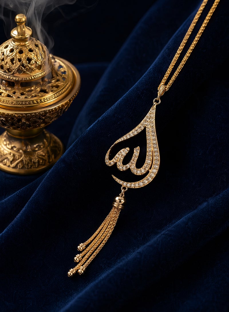 إكسسوارات داخلية للسيارة بطابع إسلامي، قلادة سيارة فاخرة على شكل دمعة ذهبية مع شرابة، قلادة مرآة خلفية على طراز إسلامي من سبيكة الزنك، زينة سيارة عصرية، هدية ترمز إلى البركات. - Image 5