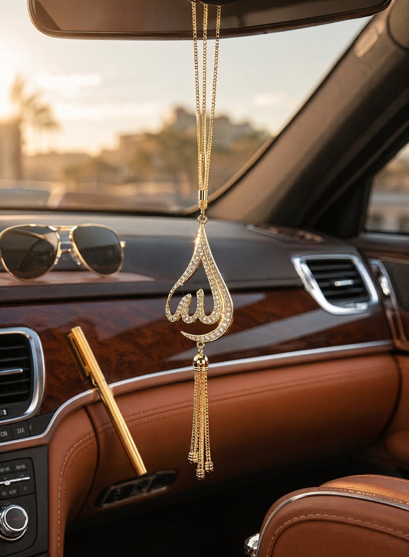 إكسسوارات داخلية للسيارة بطابع إسلامي، قلادة سيارة فاخرة على شكل دمعة ذهبية مع شرابة، قلادة مرآة خلفية على طراز إسلامي من سبيكة الزنك، زينة سيارة عصرية، هدية ترمز إلى البركات. - Image 4