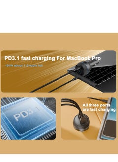Brave 160W Super Fast Car Charger with 3 USB Ports - QC3.0, PD3.1, and PPS Compatible Car Power Adapter, Includes 100W USB-C Cable - Ideal for iPhone 16/15/14/13 Series, Samsung S24/S23/S22 Series, Steam Deck, MacBook Pro/Air, iPad Pro/Air, Huawei, and More  - Image 3