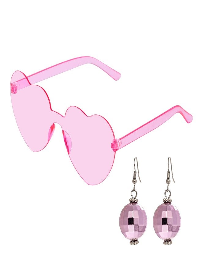 mifengda Rhinestone Fringe Bandanas Women Cowgirl Fringed Bachelorette Bandanas with Pink Heart Sunglasses and Disco Earring for Women Girls Disco Bachelorette Party Western Party - Image 3