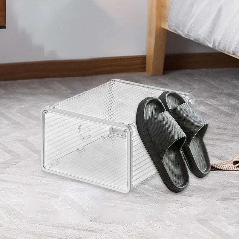 Azelf Shoe Storage Box Shoe Organizer Toy Storage Box Side Open Foldable Bins Shoe Rack for Closet Laundry Apartment Camper RV 6 psc set