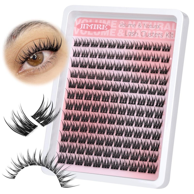 JIMIRE Natural Lash Clusters Wispy Cluster Eyelash Extensions 9-12MM Volume Individual Lashes 132Pcs CC Curl Classic Eyelash Clusters Soft Lash Extensions Easy to Apply for Beginners by JIMIRE