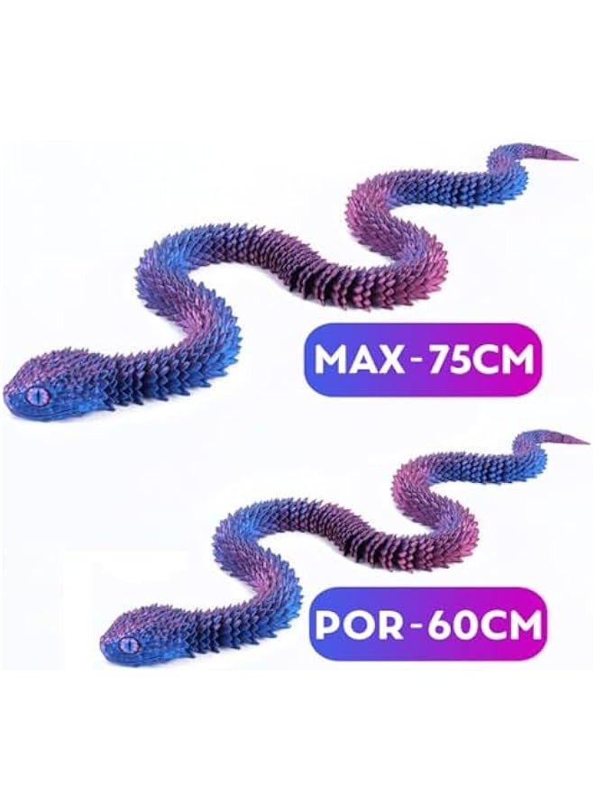 3D Printed Articulated Snake - 29.53 Crystal-Like Movable, Realistic Slithering Design, Collectible Model -  for Display, Gifts, and Art Enthusiasts (24'' Red Black) - Image 4