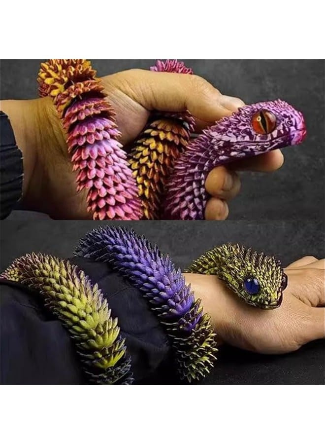 3D Printed Articulated Snake - 29.53 Crystal-Like Movable, Realistic Slithering Design, Collectible Model -  for Display, Gifts, and Art Enthusiasts (24'' Red Black) - Image 2