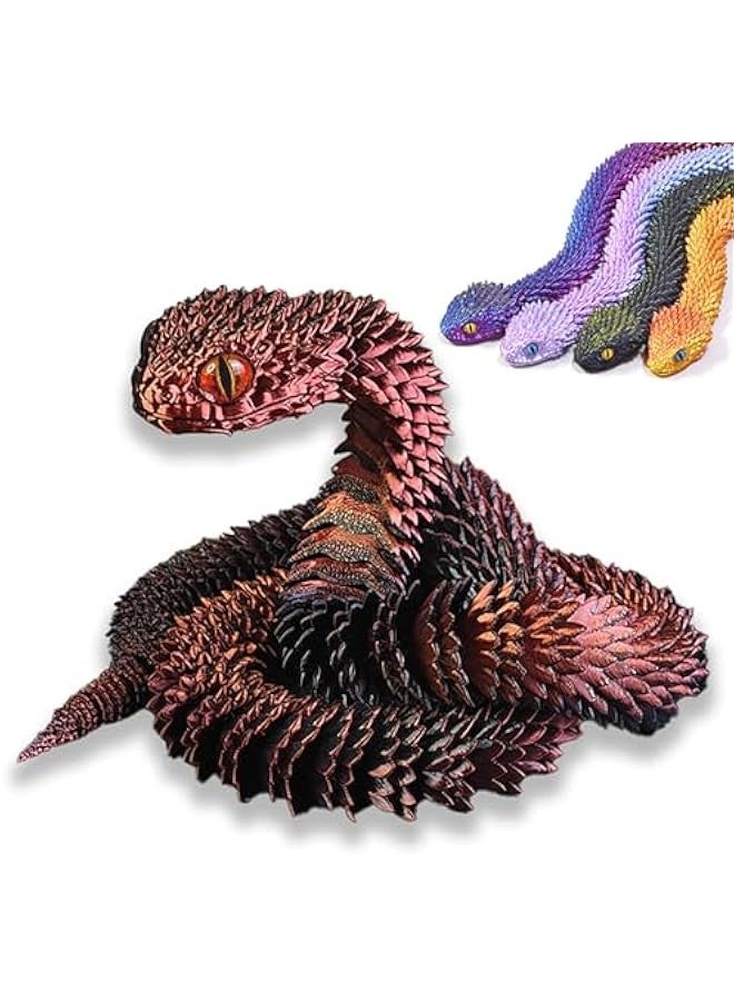 3D Printed Articulated Snake - 29.53 Crystal-Like Movable, Realistic Slithering Design, Collectible Model -  for Display, Gifts, and Art Enthusiasts (24'' Red Black) - Image 1
