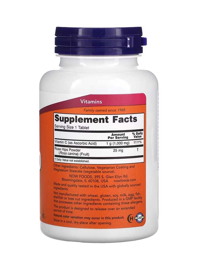 Now Foods Vitamin C-1000 Sustained Release With Rose Hips 100 Tablets - Image 2