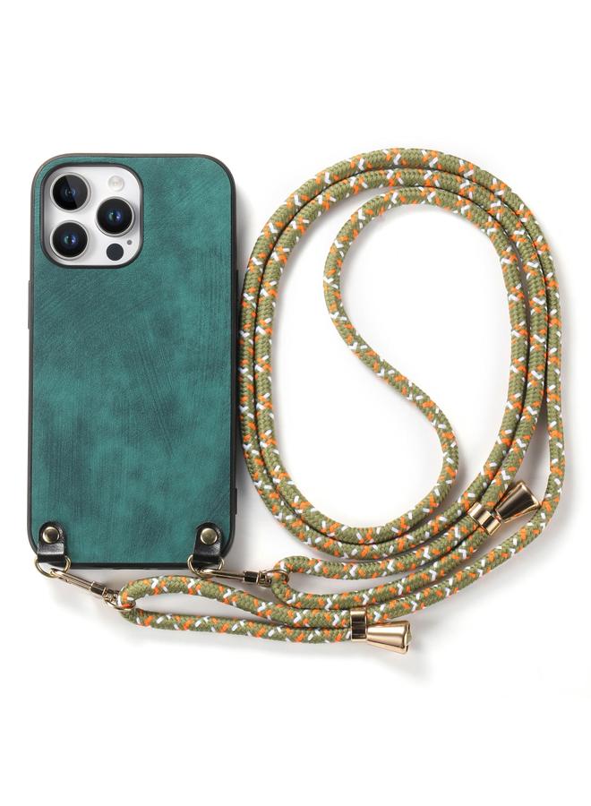 S-TOP Case For iPhone 15 Pro Max Vintage Leather PC Back Cover Phone Case with Crossbody Strap - Image 2