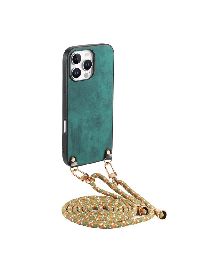 S-TOP Case For iPhone 15 Pro Max Vintage Leather PC Back Cover Phone Case with Crossbody Strap - Image 1