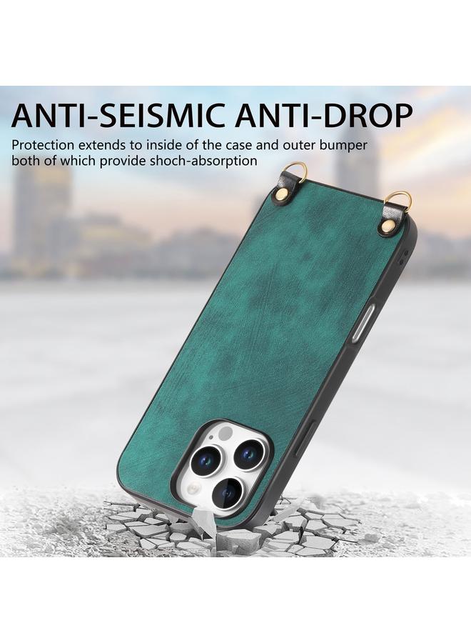 S-TOP Case For iPhone 15 Pro Max Vintage Leather PC Back Cover Phone Case with Crossbody Strap - Image 4