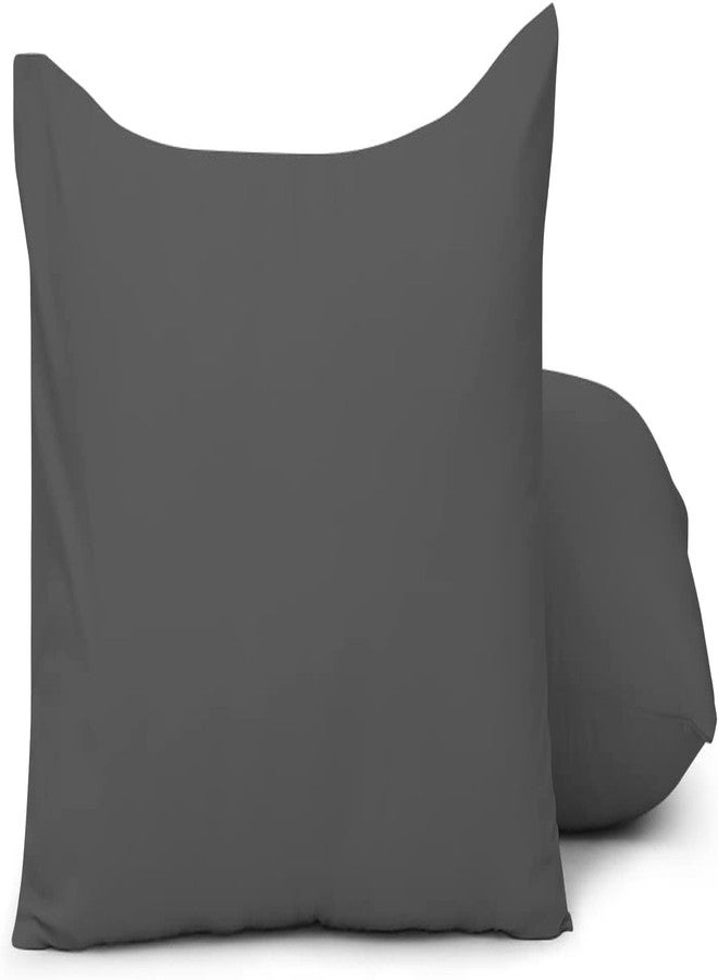 EASY NAP Travel Size Pillow Cases 12 x 16 Set of 2 500 Thread Count kinderfluff Pillow Cover 100% Egyptian Cotton Envelope Closure Toddler Pillowcase 12x16 Fits Boudoir Pillow Size 11x15, 11x14 Dark Grey - Image 1