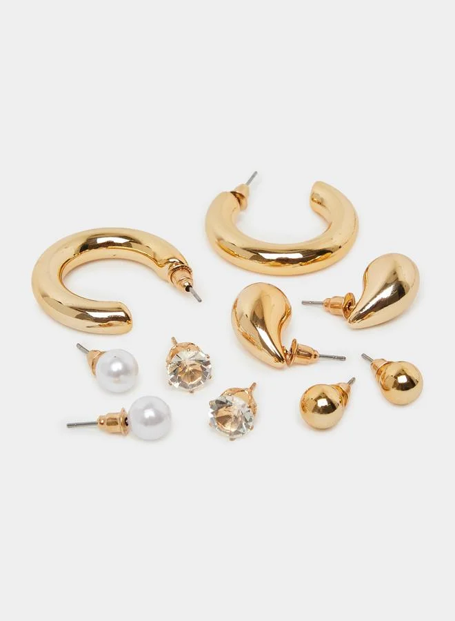 ستايلي Set of 9 - Assorted Stud and Hoop Earrings