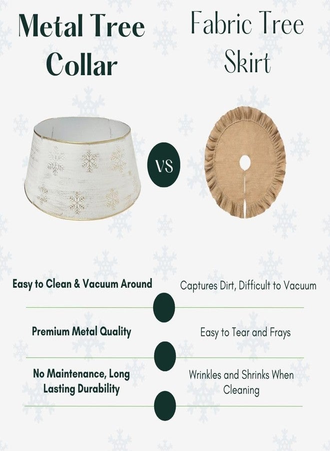 INsideOUT Snowflake White Christmas Tree Collar, Holiday Tree Skirt Alternative, Christmas Decorations for Tree, Decorative Metal Tree Ring, Fits Most Standard Tree Stands, White Snowflake Design - Image 5