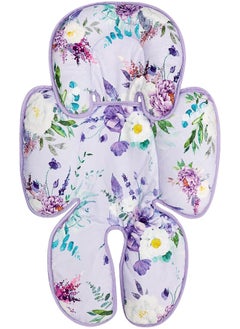 CARUILI CARUILI Car Seat Head Support Infant Super Soft Infant Car Seat Insert Pillow 2 in 1 Carseat Head Body Support for Newborn Girl Baby Car Seat Cushion for Stroller, Bouncer, Purple Floral  - Image 1