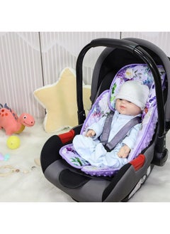 CARUILI CARUILI Car Seat Head Support Infant Super Soft Infant Car Seat Insert Pillow 2 in 1 Carseat Head Body Support for Newborn Girl Baby Car Seat Cushion for Stroller, Bouncer, Purple Floral  - Image 2