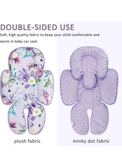 CARUILI CARUILI Car Seat Head Support Infant Super Soft Infant Car Seat Insert Pillow 2 in 1 Carseat Head Body Support for Newborn Girl Baby Car Seat Cushion for Stroller, Bouncer, Purple Floral  - Image 4