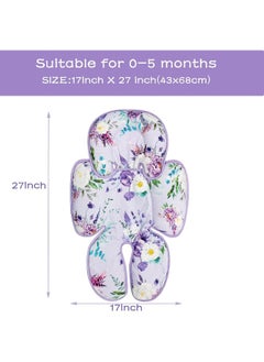 CARUILI CARUILI Car Seat Head Support Infant Super Soft Infant Car Seat Insert Pillow 2 in 1 Carseat Head Body Support for Newborn Girl Baby Car Seat Cushion for Stroller, Bouncer, Purple Floral  - Image 3