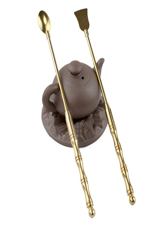 لوزين مجموعة أدوات نحاسية لإشعال رماد البخور (قطعتان): ملعقة بخور طويلة المقبض ومجرفة بخور، أدوات مثالية لصنع البخور بنفسك، مناسبة لمبخرة البخور وغرفة اليوغا. - Image 2