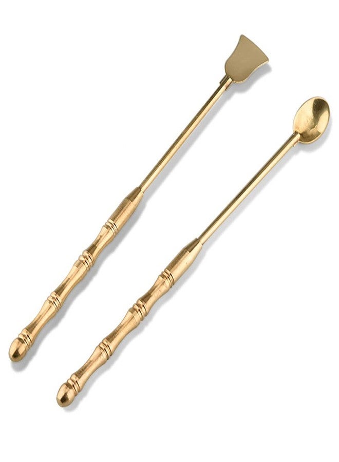 لوزين مجموعة أدوات نحاسية لإشعال رماد البخور (قطعتان): ملعقة بخور طويلة المقبض ومجرفة بخور، أدوات مثالية لصنع البخور بنفسك، مناسبة لمبخرة البخور وغرفة اليوغا. - Image 1