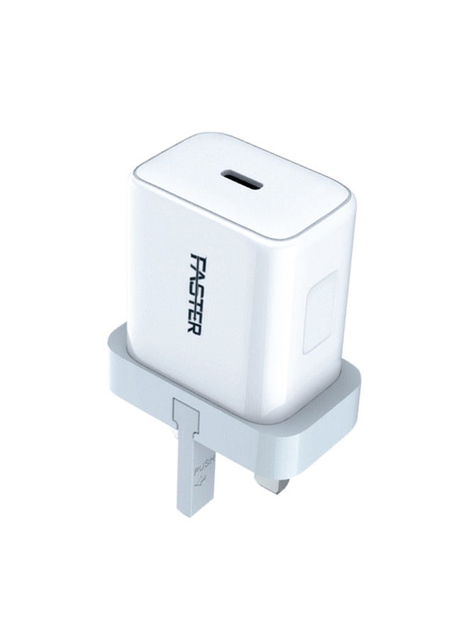 Faster A843A 30W USB-C Wall Charger- Super Fast PD Adapter Ultra-Compact 3-Pin Plug Smart Chip with Adaptive Charging- Safety Protection Travel Friendly Charger Home Adapter for iPhone Samsung Tablets and More - Image 1
