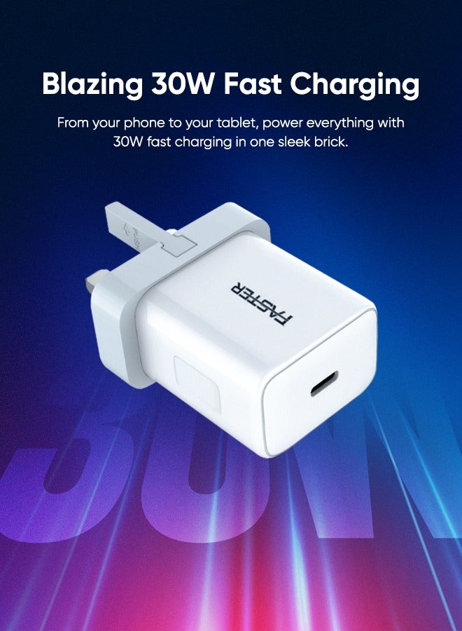 Faster A843A 30W USB-C Wall Charger- Super Fast PD Adapter Ultra-Compact 3-Pin Plug Smart Chip with Adaptive Charging- Safety Protection Travel Friendly Charger Home Adapter for iPhone Samsung Tablets and More - Image 4