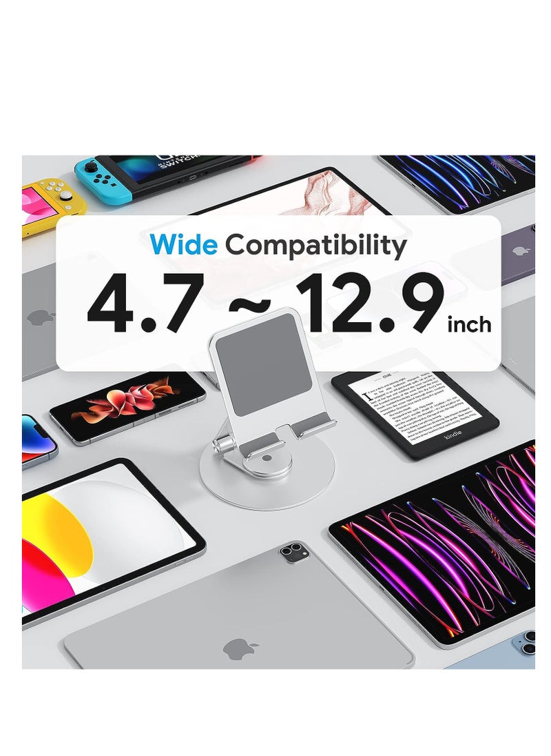 SYOSI - Swivel Tablet Stand, Foldable AdjustableTablet Stand with 360 Rotating Base, for Drawing, Compatible with iPad Pro/Air/Mini and More, Silver - Image 1