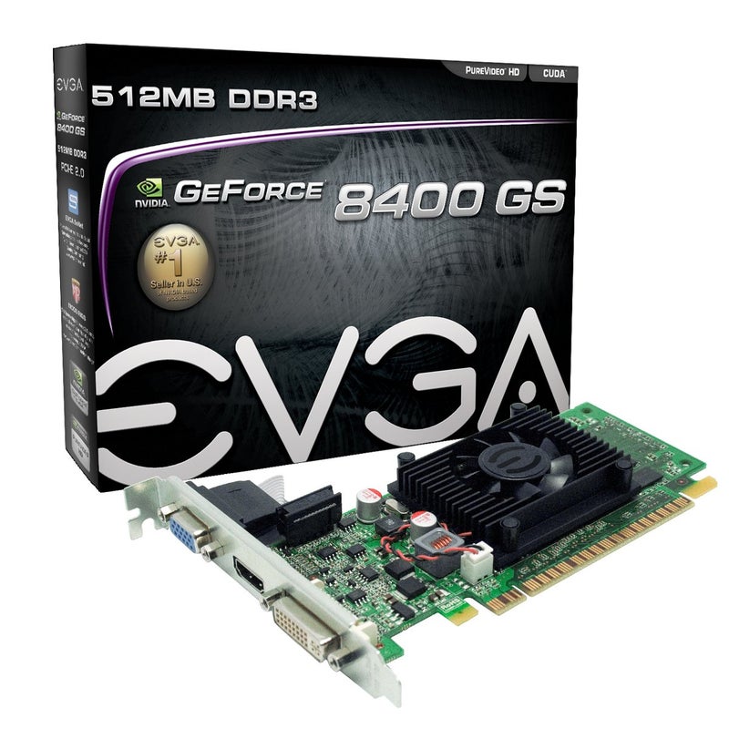 EVGA 512-P3-1300-LR GeForce 8400 GS 512 MB DDR3 PCI Express 2.0 DVI/HDMI/VGA Graphics Card - Image 1