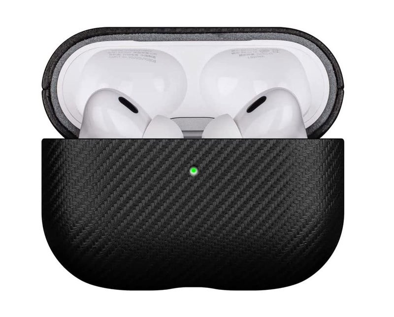 LOPIE Handmade AirPods Pro 2nd Generation Case (Not for 1st Gen) - Carbon Fiber Style Vegan Leather Protective Cover for Men/Women - Black - Image 2