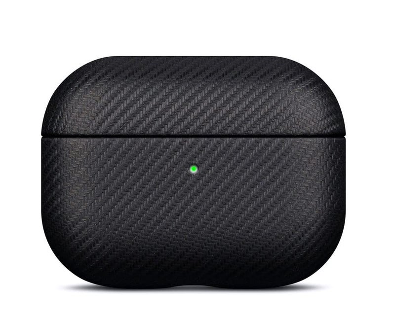 LOPIE Handmade AirPods Pro 2nd Generation Case (Not for 1st Gen) - Carbon Fiber Style Vegan Leather Protective Cover for Men/Women - Black - Image 1