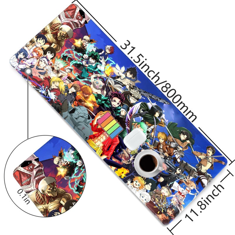 MHIWU Anime Character Mouse Pad for Computer - Anime Gaming Large Mouse Pad Non Slip Rubber Mat for Computers, Desktop PC Laptop Office Big Mousepad 31.5x11.8x0.12inch - Image 2