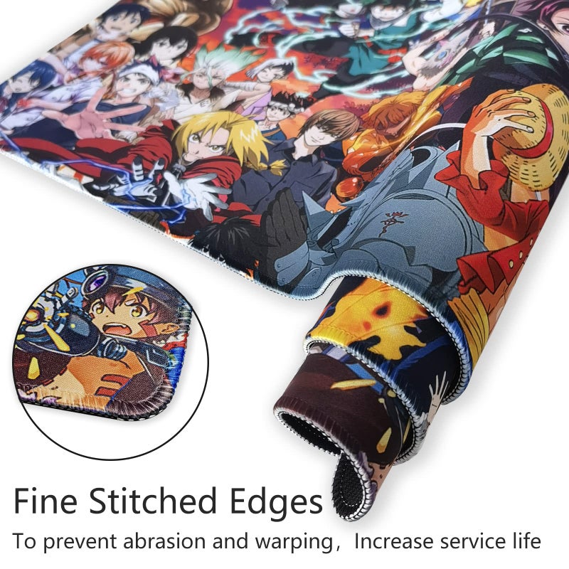 MHIWU Anime Character Mouse Pad for Computer - Anime Gaming Large Mouse Pad Non Slip Rubber Mat for Computers, Desktop PC Laptop Office Big Mousepad 31.5x11.8x0.12inch - Image 4