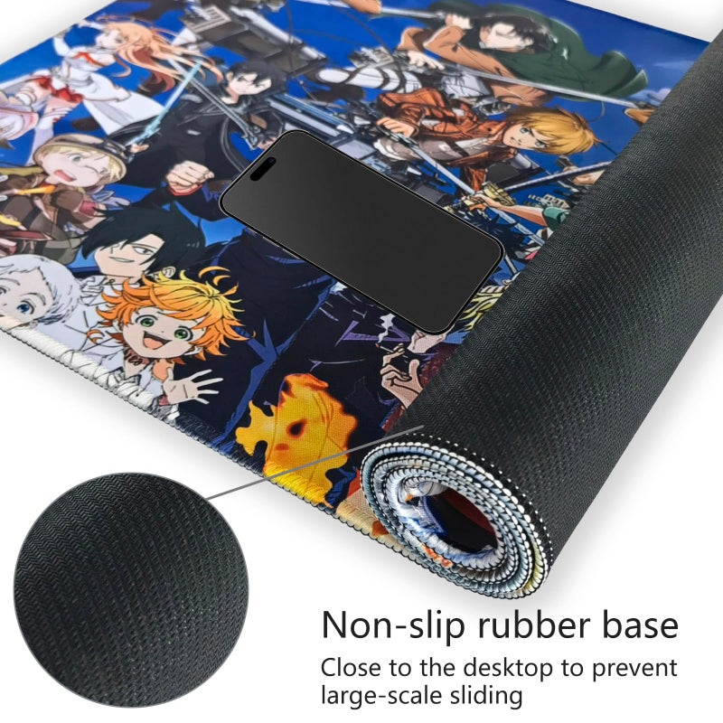 MHIWU Anime Character Mouse Pad for Computer - Anime Gaming Large Mouse Pad Non Slip Rubber Mat for Computers, Desktop PC Laptop Office Big Mousepad 31.5x11.8x0.12inch - Image 3