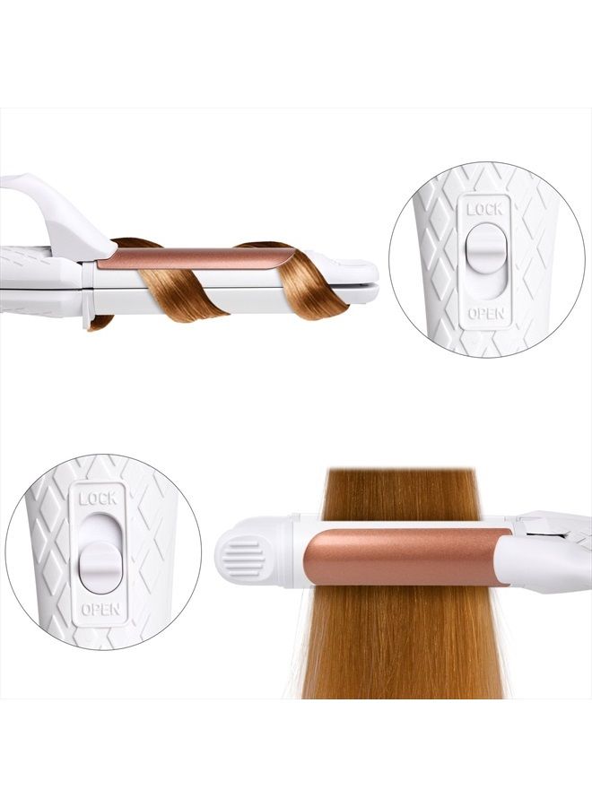amovee Travel Curling Iron, 2 in 1 Mini Flat Iron Travel Hair Straightener, Dual Voltage, 1 inch, Carry Bag Included, A Valentines Day Gifts for Her (White) - Image 4