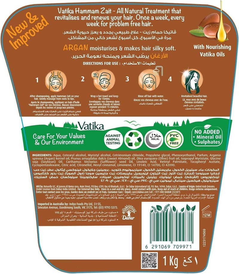 Vatika Naturals Hammam Zaith - Hot Oil Treatment with Moroccan Argan Oil - 1 kg - Image 2