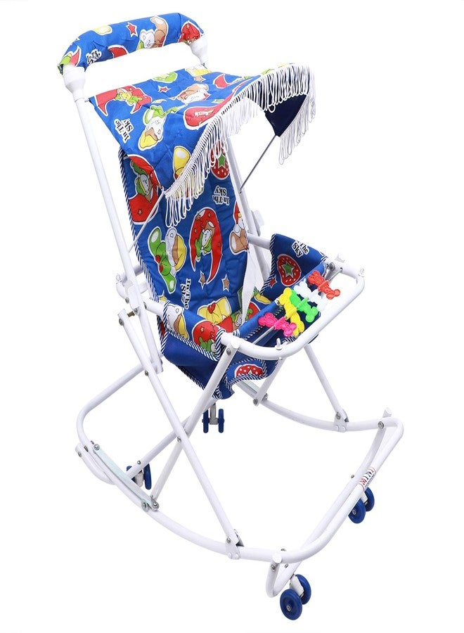 Maanit Baby Stroller Cum Swing for Newborn Baby 0-3 Years Old Kids (Blue) - Image 4