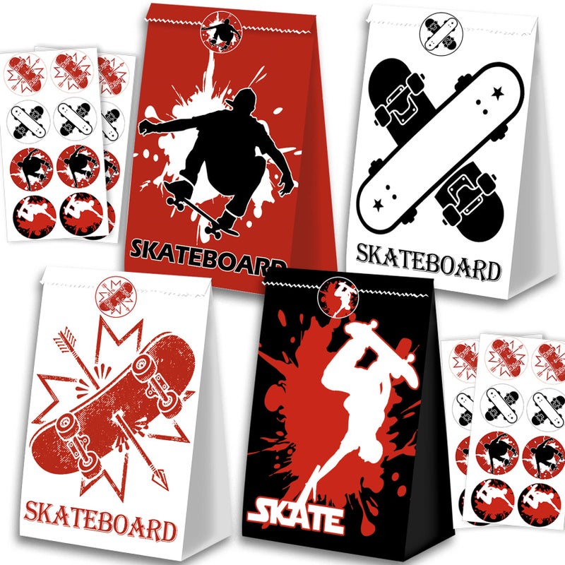 BQK 24PCS Skateboard Birthday Party Bags Skateboard Party Decor Supplies - Image 2