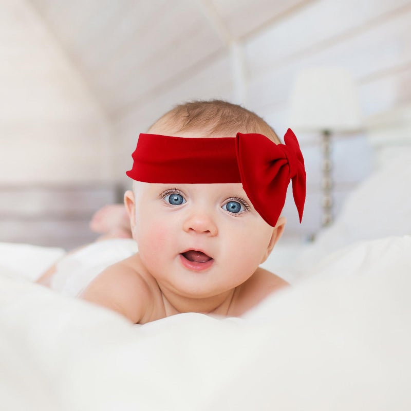 Soft Stretchy Adjustable Baby Bow Headbands 4 Pack For Newborns Infants Photography - Image 5