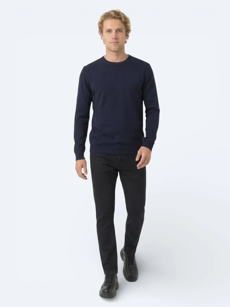 Kip Navy Blue Knitwear Sweatshirt