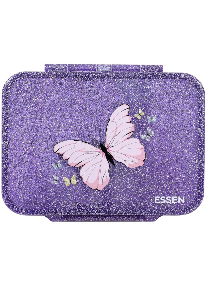 ESSEN Tritan Bento Lunch Box for Kids Girls - Purple Glitter Butterfly - Image 1
