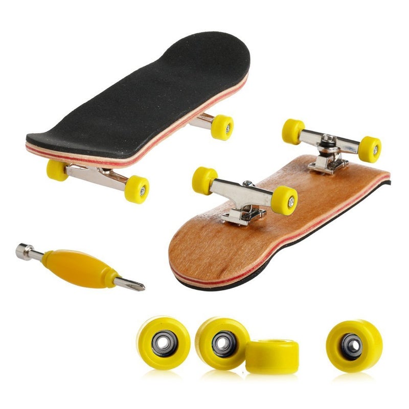 Lottoyday 1 Pack Professional Mini Maple Wooden Fingerboards Finger Skateboard Toy Set for Kids Yellow - Image 3
