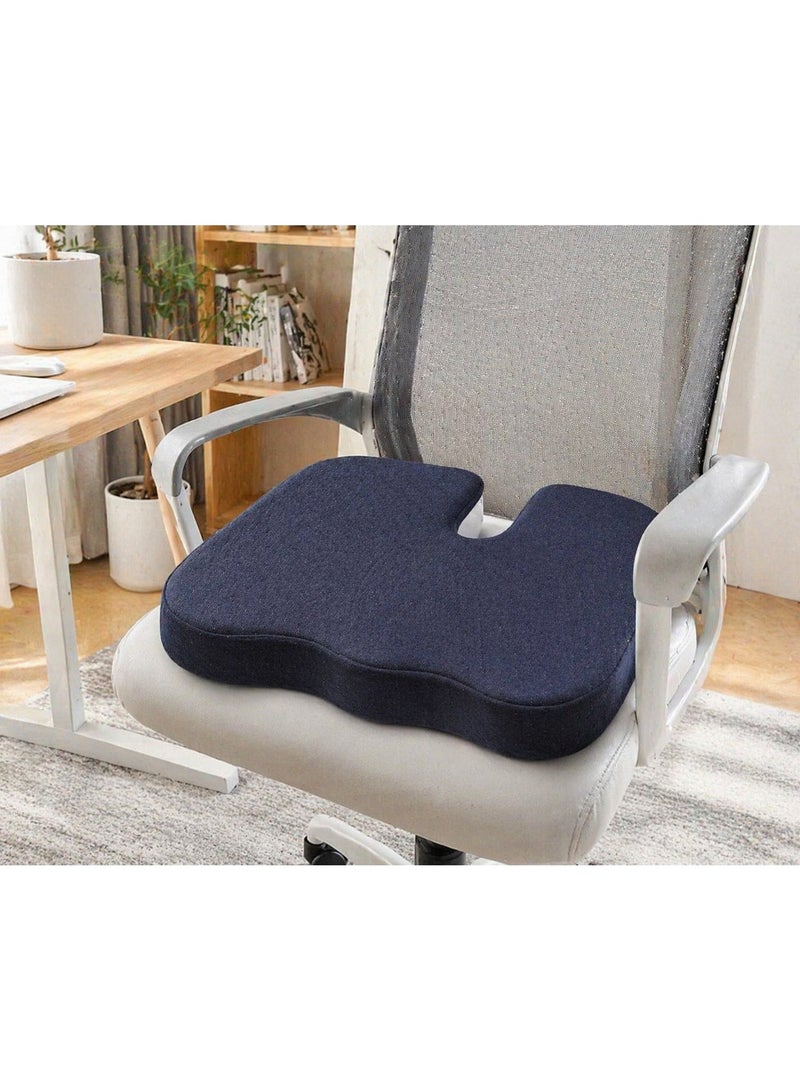Venus VENOS Coccyx Seat Cushion with Ergonomic U Cut-Out and Soft Breathable Cover - Comfortable Sitting Pillow for Office Home and Car - Navy - Image 3