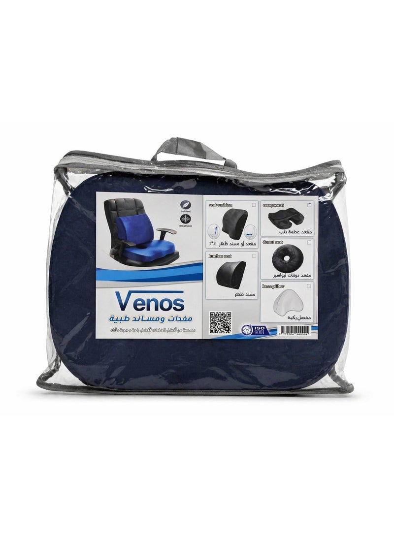 Venus VENOS Coccyx Seat Cushion with Ergonomic U Cut-Out and Soft Breathable Cover - Comfortable Sitting Pillow for Office Home and Car - Navy - Image 4