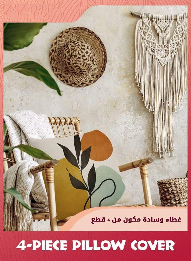 دوركو بوهو رمي غطاء الوسادة, مجموعة من 4 بوهو تجريدي غطاء الوسادة, 18x18inch الحد الأدنى الهندسية رمي غطاء الوسادة, رمي الوسادات للكريكة وسادة حالة ديكور المنزل - Image 5