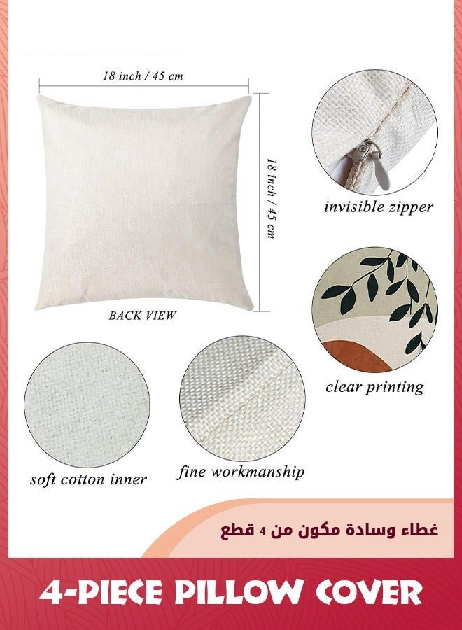 دوركو بوهو رمي غطاء الوسادة, مجموعة من 4 بوهو تجريدي غطاء الوسادة, 18x18inch الحد الأدنى الهندسية رمي غطاء الوسادة, رمي الوسادات للكريكة وسادة حالة ديكور المنزل - Image 3