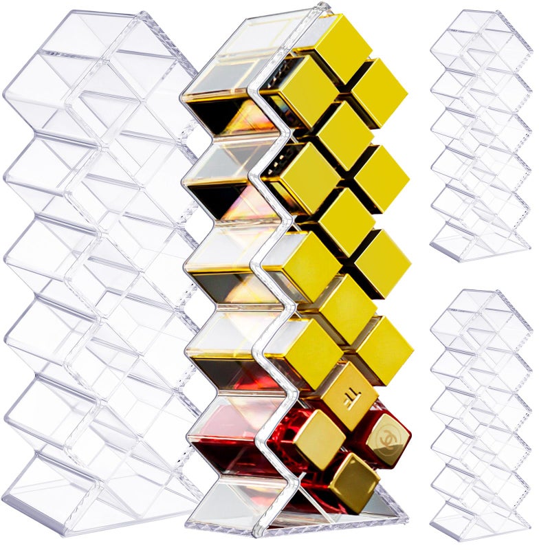 Rozer 6 Pack Acrylic Lipstick Holder Organizer 96 Slots Clear Lip Gloss Holder Organizers Stackable Fish Shape Lipsticks Tower Lipstick Case Display Stand Storage Box For Makeup Cosmetic Vanity Drawer - Image 1